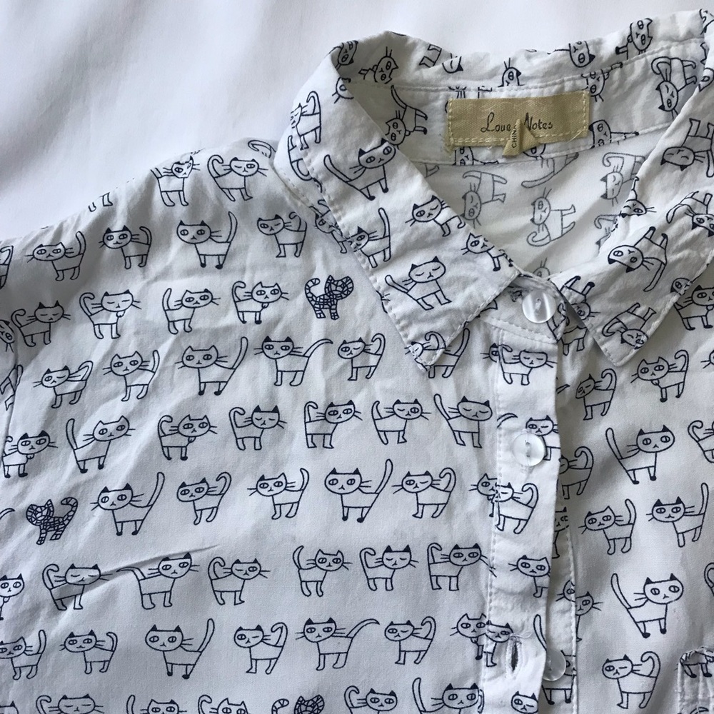 Love Notes Cat Pattern Shirt